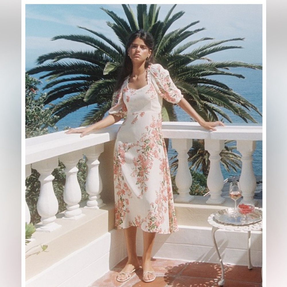 Faithfull the Brand Bronte Midi Dress Magnolia Floral Print size 4